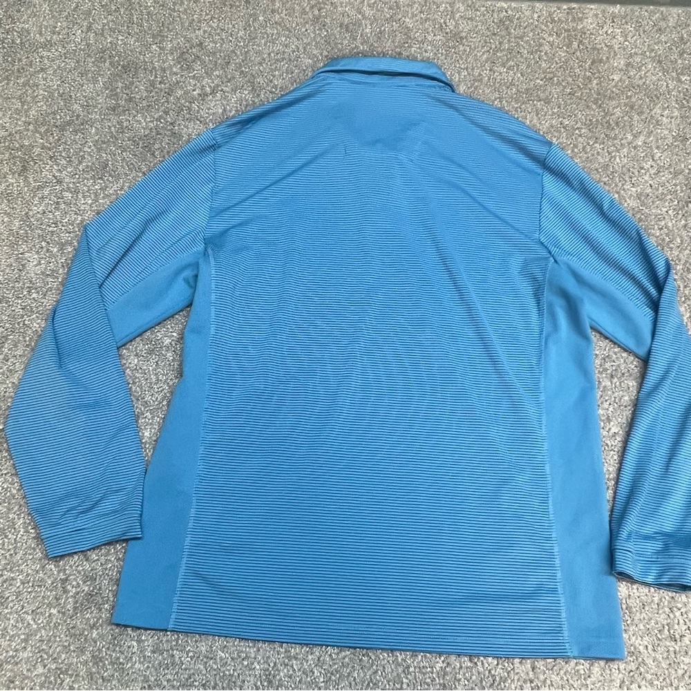 San Soleil Shirt Men’s Large Blue Striped Polo Long Sleeve UV 50+ Cooling Golf - Picture 6 of 7